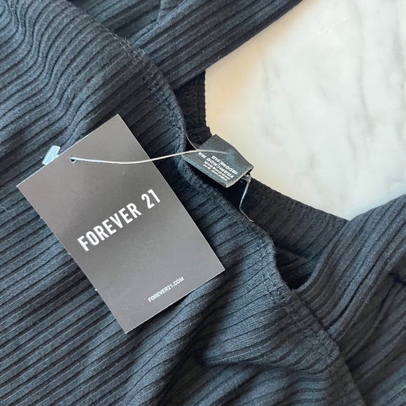 New with Tags - F21 Black Tank Bralette Style Thong Body Suit - Size M - Picture 5 of 5